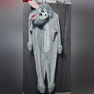 Lovable Gray Llama Plush Onesie Faux fur hood